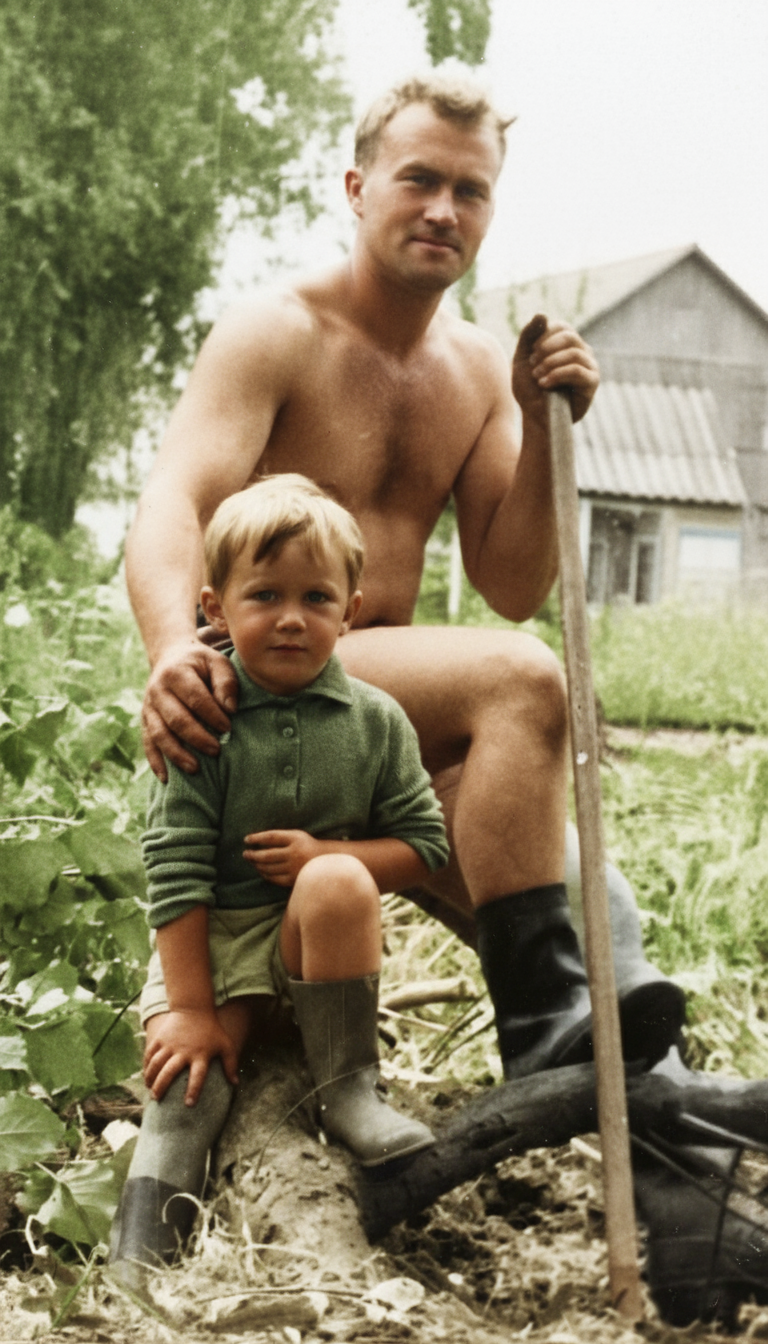 Damaged, faded old photo before restoration